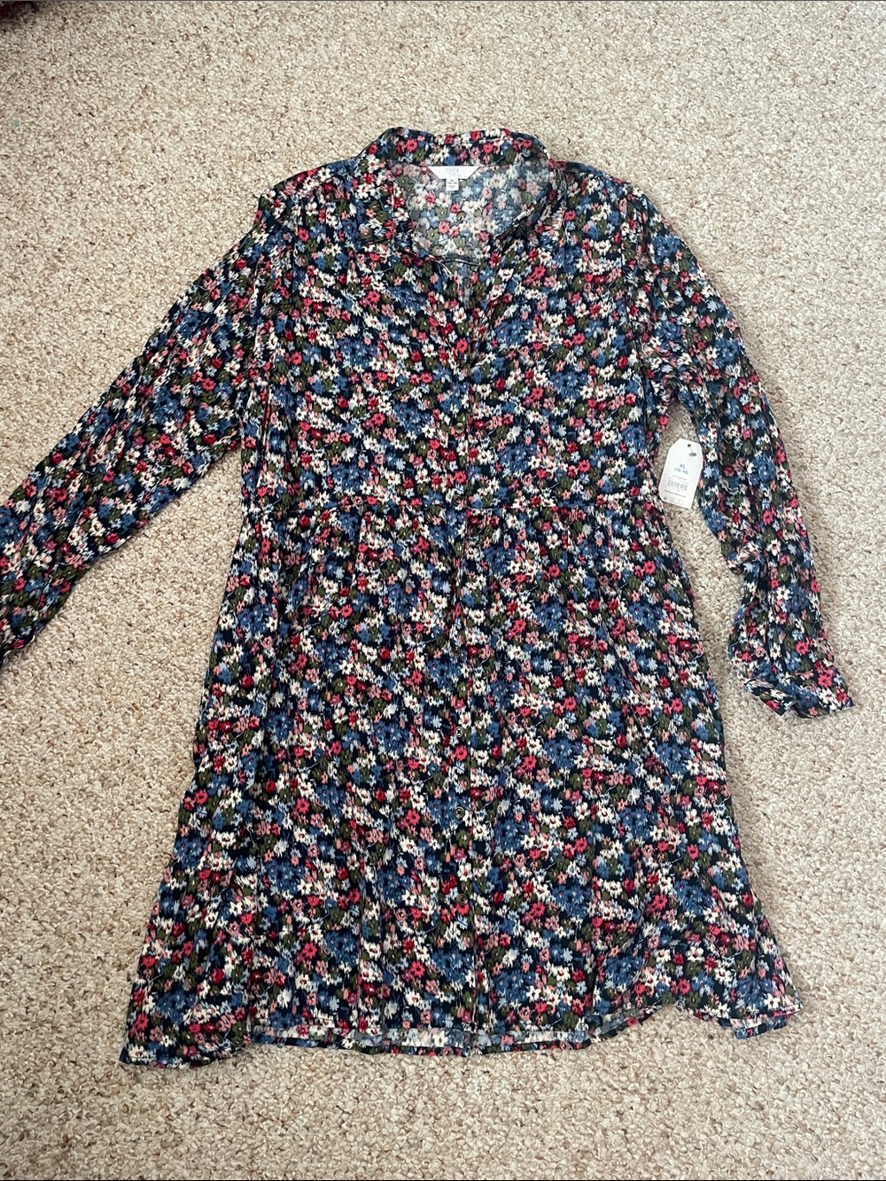 Women’s Floral Button-Front Shirt Dress